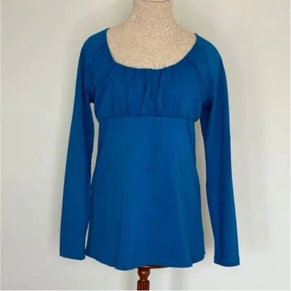 Sundance Alessandra Blue Long Sleeve Ruched Top Size Large - Picture 2 of 6